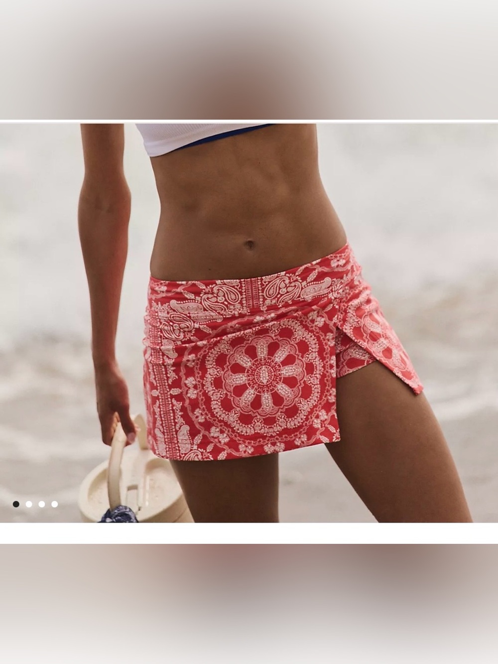 Paisley Free People Movement Mini Skort in Red & White